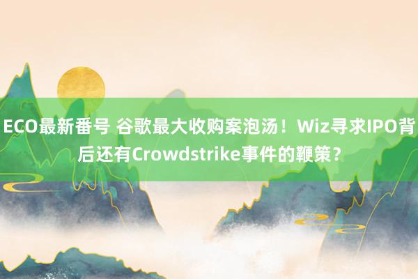 ECO最新番号 谷歌最大收购案泡汤！Wiz寻求IPO背后还有Crowdstrike事件的鞭策？