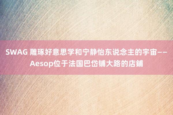 SWAG 雕琢好意思学和宁静怡东说念主的宇宙——Aesop位于法国巴岱铺大路的店鋪