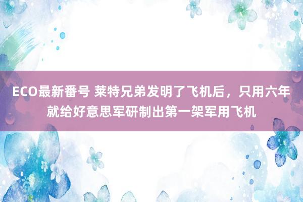 ECO最新番号 莱特兄弟发明了飞机后，只用六年就给好意思军研制出第一架军用飞机