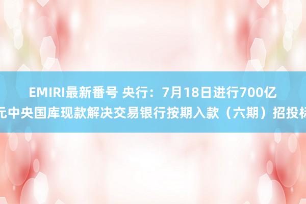 EMIRI最新番号 央行：7月18日进行700亿元中央国库现款解决交易银行按期入款（六期）招投标