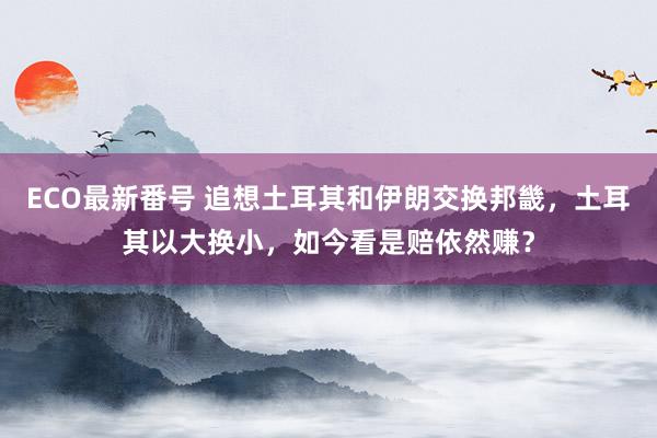 ECO最新番号 追想土耳其和伊朗交换邦畿，土耳其以大换小，如今看是赔依然赚？