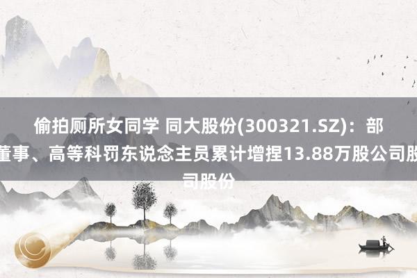 偷拍厕所女同学 同大股份(300321.SZ)：部分董事、高等科罚东说念主员累计增捏13.88万股公司股份