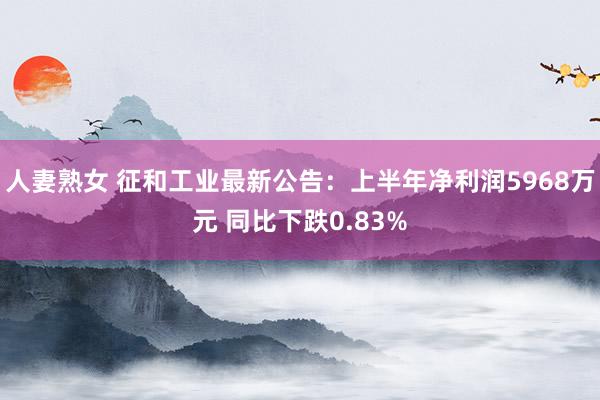 人妻熟女 征和工业最新公告：上半年净利润5968万元 同比下跌0.83%