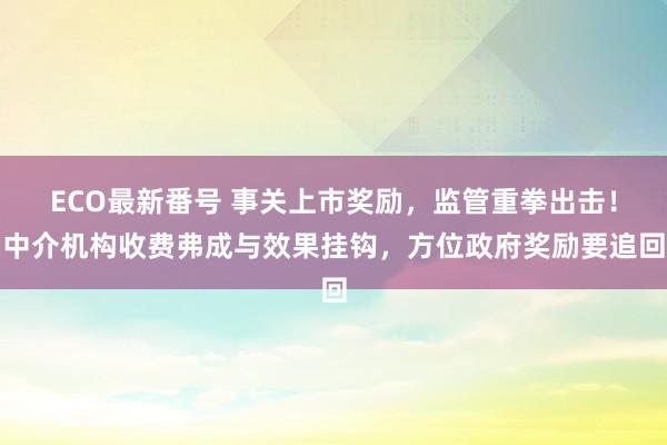 ECO最新番号 事关上市奖励，监管重拳出击！中介机构收费弗成与效果挂钩，方位政府奖励要追回