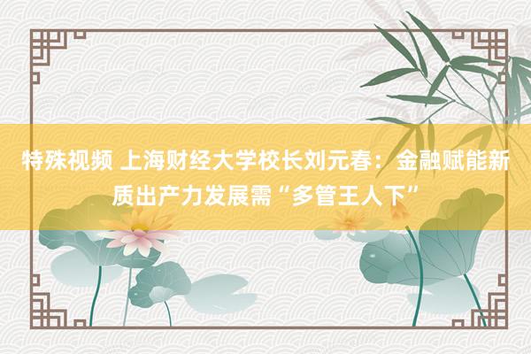 特殊视频 上海财经大学校长刘元春：金融赋能新质出产力发展需“多管王人下”