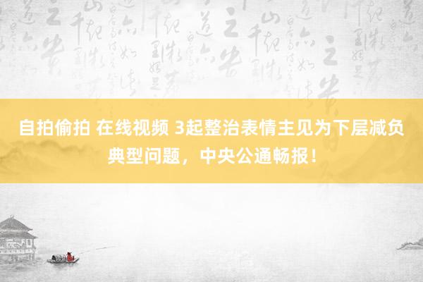 自拍偷拍 在线视频 3起整治表情主见为下层减负典型问题，中央公通畅报！