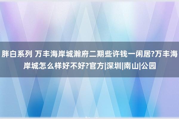 胖白系列 万丰海岸城瀚府二期些许钱一闲居?万丰海岸城怎么样好不好?官方|深圳|南山|公园