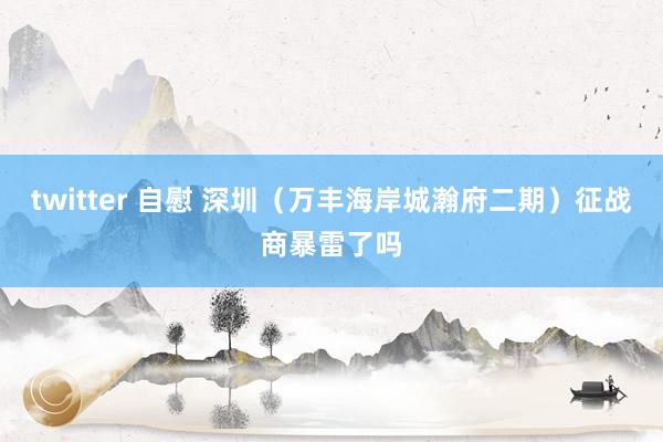 twitter 自慰 深圳（万丰海岸城瀚府二期）征战商暴雷了吗