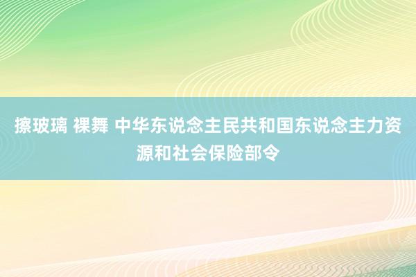 擦玻璃 裸舞 中华东说念主民共和国东说念主力资源和社会保险部令